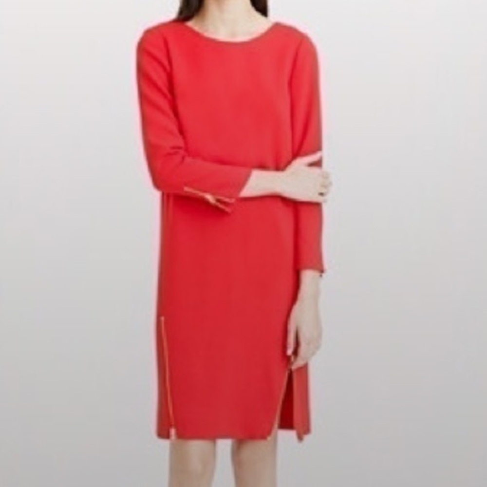 J. Crew Double Zip Shift Dress Size 10 Color Red